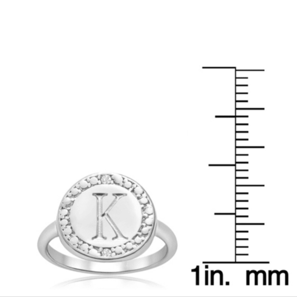 Silver Monogram Ring - K - 925 STERLING SILVER - Picture 2 of 3